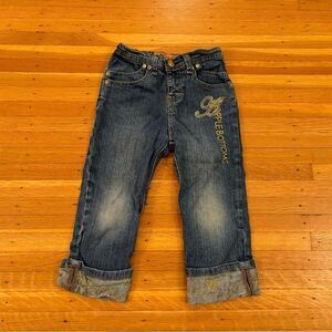 Apple Bottom Jeans Vintage Size Kids 5 denim embroidered cuffed blue/gold